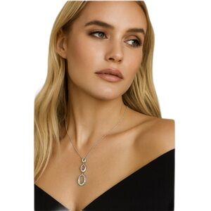 NWT 925 Sterling Silver Diamond Drop Pendant Necklace 1/10 CTW 18”